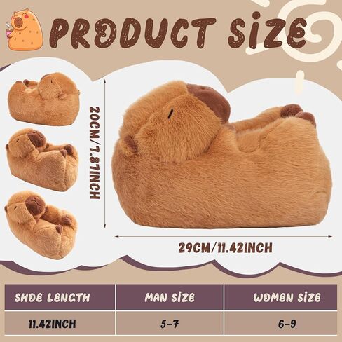 شباشب Simgoing Capybara اللطيفة من القطيفة، أحذية Capybara الدافئة للمنزل، أحذية Capybara ملفوفة بالقدم للنساء والرجال في الأماكن المغلقة والمفتوحة والشتاء وأصدقاء العائلة هدية رائعة in Kuwait