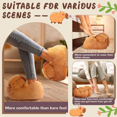 شباشب Simgoing Capybara اللطيفة من القطيفة، أحذية Capybara الدافئة للمنزل، أحذية Capybara ملفوفة بالقدم للنساء والرجال في الأماكن المغلقة والمفتوحة والشتاء وأصدقاء العائلة هدية رائعة in Kuwait