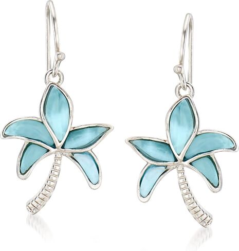 Ross-Simons Larimar Palm Tree Earrings in Polished, Gemstones in Saudi Arabia