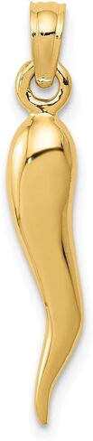 Solid 14k Yellow Gold Medium Cornicello Italian Horn Protection Pendant Charm - 25mm x 5mm in Saudi Arabia