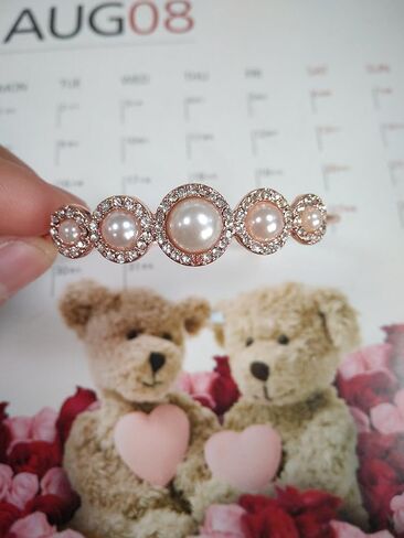 MANZHEN Expandable Adjustable Wire Bangle Bracelets with Rhinestone Pearl Bridesmaid Gift in Kuwait