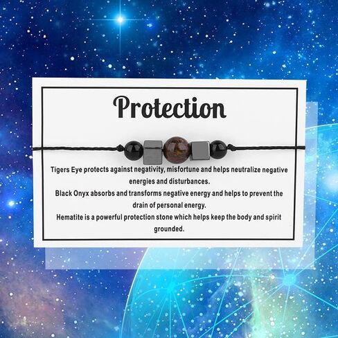 COLORFUL BLING Natural Healing Stone Quartz Crystal Bead Bracelet with Meaningful Card for Women Men Spiritual Anxiety Reiki Chakra Bracelets Protection Jewelry in Saudi Arabia