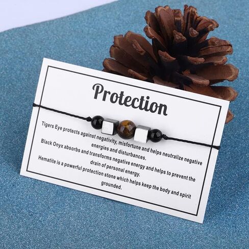 COLORFUL BLING Natural Healing Stone Quartz Crystal Bead Bracelet with Meaningful Card for Women Men Spiritual Anxiety Reiki Chakra Bracelets Protection Jewelry in Saudi Arabia