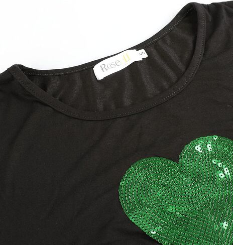 Roseelf Womens Sequins Embroidery T Shirt for St. Patrick's Day/Valentines Day/ 4th of July in Saudi Arabia