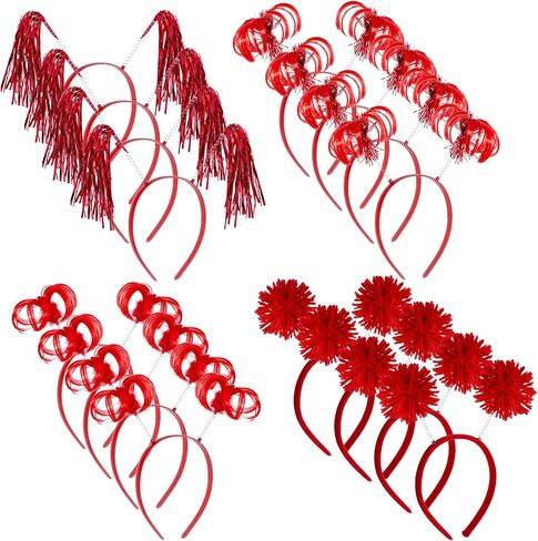 16Pcs Ponytails Headband Tinsel Wrapped Ponytails Headbands Poms Faux Feather Head Ponytails Headbands Tinsel Ponytails Ball Headbands Ponytails Accessories for Women Costume Party in Saudi Arabia