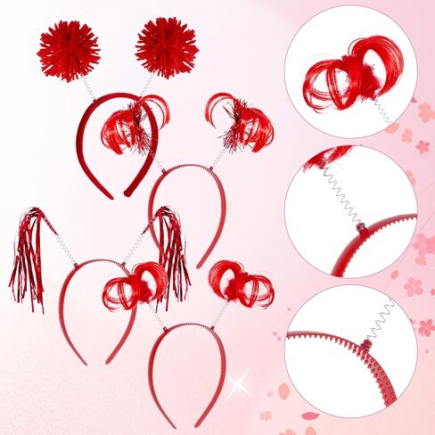 16Pcs Ponytails Headband Tinsel Wrapped Ponytails Headbands Poms Faux Feather Head Ponytails Headbands Tinsel Ponytails Ball Headbands Ponytails Accessories for Women Costume Party in Saudi Arabia