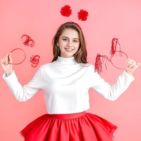 16Pcs Ponytails Headband Tinsel Wrapped Ponytails Headbands Poms Faux Feather Head Ponytails Headbands Tinsel Ponytails Ball Headbands Ponytails Accessories for Women Costume Party in Saudi Arabia