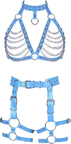 Punk Waist garter belt Full body chain harness for women Photography Dance Rock Leather set Halloween Party Gothic in Saudi Arabia