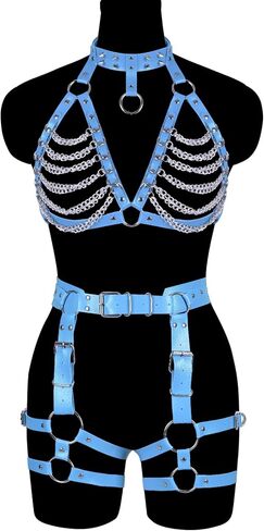 Punk Waist garter belt Full body chain harness for women Photography Dance Rock Leather set Halloween Party Gothic in Saudi Arabia