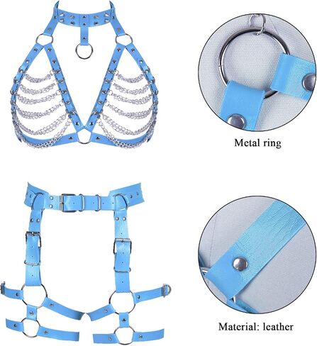 Punk Waist garter belt Full body chain harness for women Photography Dance Rock Leather set Halloween Party Gothic in Saudi Arabia