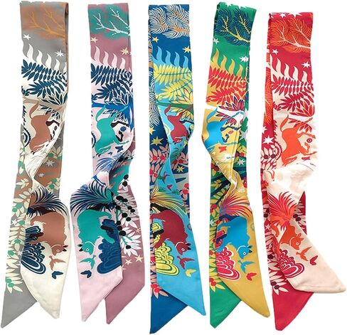 QTMY 5 Pack Purse Scarf for Bags Silk Head Scarf for Hair Handbag Women Scarfs Band Hair Neck Scarves Fashion Gifts,59 in Kuwait