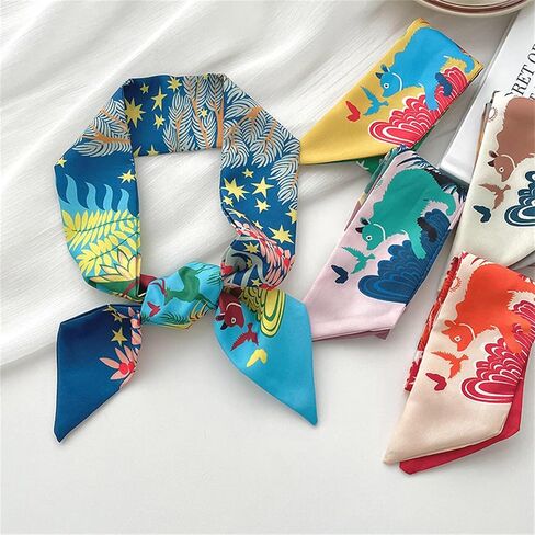 QTMY 5 Pack Purse Scarf for Bags Silk Head Scarf for Hair Handbag Women Scarfs Band Hair Neck Scarves Fashion Gifts,59 in Kuwait