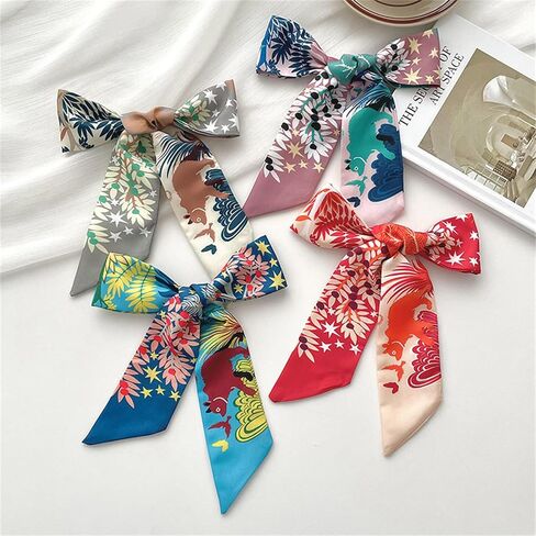 QTMY 5 Pack Purse Scarf for Bags Silk Head Scarf for Hair Handbag Women Scarfs Band Hair Neck Scarves Fashion Gifts,59 in Kuwait