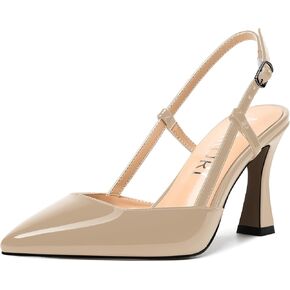 MERRORI Womens Evening Dress Buckle Slingback Pointed Toe Matte Stiletto High Heel Pumps Shoes 3.3 Inch