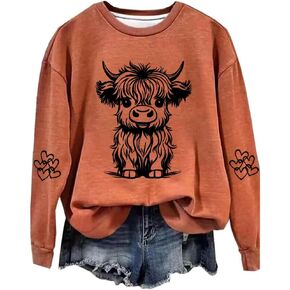 Highland Cow Sweatshirts for Women Cow Sweatshirts for Women Western Cow Print Shirt Country Western Sweatshirt in Kuwait