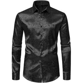 قميص رجالي فاخر من الحرير اللامع من الساتان باللون الوردي من الجاكار بأكمام طويلة وأزرار للأسفل قمصان لحفلات الزفاف والحفلات الراقصة in Kuwait