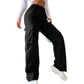 popvil Women's High Waisted Cargo Pants Baggy Wide Leg Pants Flap Pockets Causal Pants in Saudi Arabia