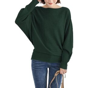 Lan Chearton Women's Boat Neck Batwing Sleeves Dolman Knitted Sweaters Lightweight 2023 Fall Winter Casual Pullovers Tops in Kuwait