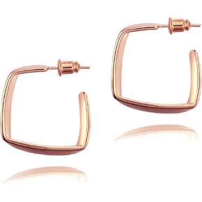 Surrounded Forest Rose Gold Plated Yellow Gold Plated White Gold Square Hoop Earrings Simple Geometricr Post Hoop Earrings For Women And Girls 1in 0.5in in Kuwait