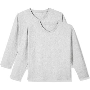 تي شيرت Kid Nation للأطفال من القطن الناعم مع الإيلاستان 2 عبوة و3 عبوات بدون علامات بأكمام طويلة ورقبة على شكل حرف V من 4 إلى 12 سنة in Kuwait