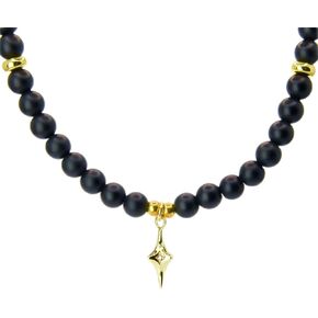 Alaigra Black Onyx Necklace Beaded Choker Gold Star Pendant in Kuwait