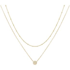 LOKLIFFAI Gold Dainty Choker Necklace Cz Pearl Pendant Necklace 18k Gold Plated Beads  Chain Layered Necklace for Women Jewelry Gifts