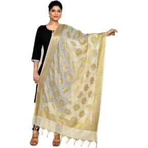 وشاح Naveera النسائي من الحرير القطني Zari Work Banarasi Dupatta الفاخر للمناسبات الخاصة in Kuwait