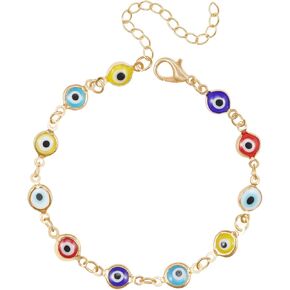 Ahouws Evil Eye Bracelets for Women and Girls, Mexican Mal Pulseras De Ojo Turco Mujer Blue Devil Third Eye Beaded Charm Bracelet Gold Pulseras Para El Mal De Ojo Cute Aesthetic Protection from Evil in Kuwait