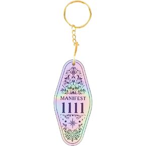 ASVP Shop Angel Number Vintage Motel Key Tag Keychain Manifestation Iridescent