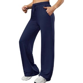 سروال اليوغا Annenmy سروال رياضي نسائي واسع الساق مع جيوب مطاطي عالي الخصر برباط مريح سروال صالة العرق in Kuwait