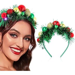 Uranian Light Up Christmas Headband Christmas Ball Hairband Led Tinsel Headwear Glowing Xmas Hair Hoop for Women and Girls… in Kuwait
