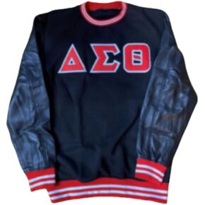 DVine 9 Designs Delta Sigma Theta Sweatshirt w/Leather Sleeves | Certified Vendor Great Gift | DST in Saudi Arabia