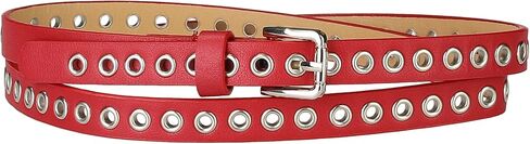 Allegra K Grommet Belt Leather Skinny Plus Size Waist Belts for Women Punk Rock Style in Saudi Arabia