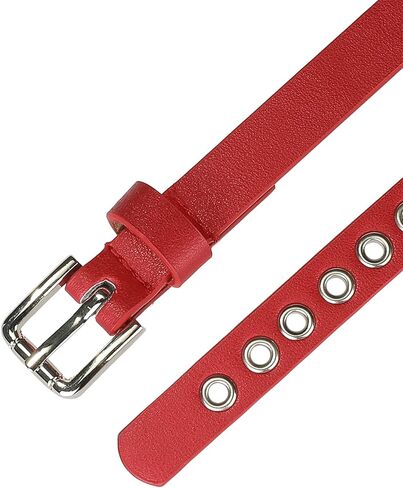 Allegra K Grommet Belt Leather Skinny Plus Size Waist Belts for Women Punk Rock Style in Saudi Arabia