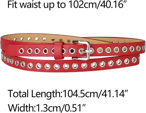 Allegra K Grommet Belt Leather Skinny Plus Size Waist Belts for Women Punk Rock Style in Saudi Arabia