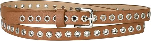 Allegra K Grommet Belt Leather Skinny Plus Size Waist Belts for Women Punk Rock Style in Saudi Arabia