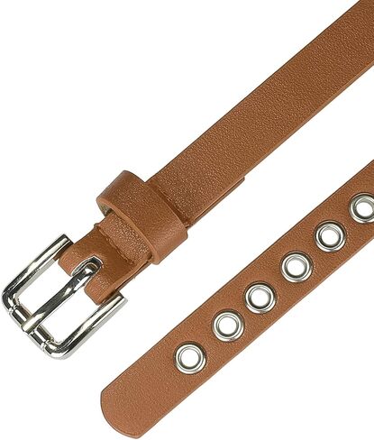 Allegra K Grommet Belt Leather Skinny Plus Size Waist Belts for Women Punk Rock Style in Saudi Arabia
