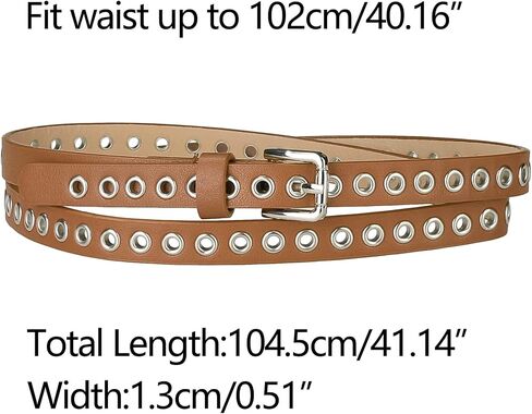 Allegra K Grommet Belt Leather Skinny Plus Size Waist Belts for Women Punk Rock Style in Saudi Arabia
