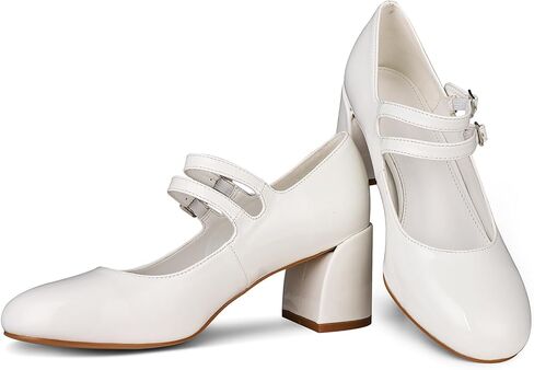 أحذية Attiposh Mary Jane للنساء، كعب ماري جين للنساء، حزام بإبزيم مغلق ومغلق ومقدمة مستديرة وكعب مكتنز، أزياء ربيعية للمكتب كاجوال مريحة للسيدات in Kuwait