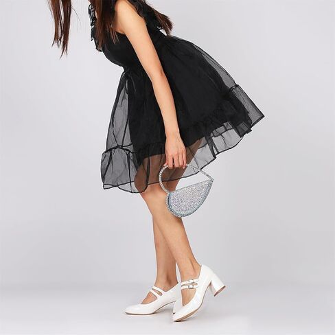 أحذية Attiposh Mary Jane للنساء، كعب ماري جين للنساء، حزام بإبزيم مغلق ومغلق ومقدمة مستديرة وكعب مكتنز، أزياء ربيعية للمكتب كاجوال مريحة للسيدات in Kuwait