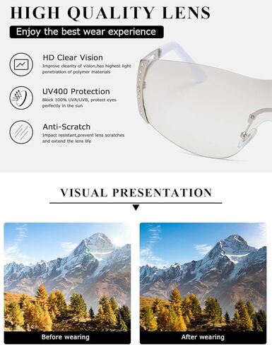 نظارات شمسية من Kimorn ملفوفة حول Y2K للنساء والرجال درع مسطح علوي ظلال تكنولوجيا مستقبلية نظارات شمسية بدون إطار K1344 in Kuwait