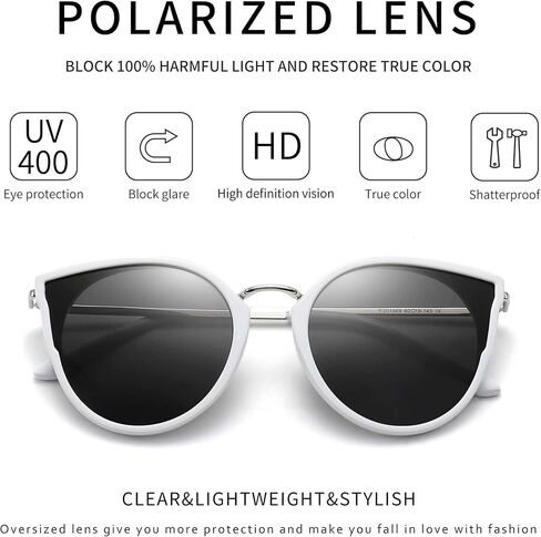 SUNGAIT Oversized Vintage Polarized Cat Eye Sunglasses for Women UV400 in Saudi Arabia
