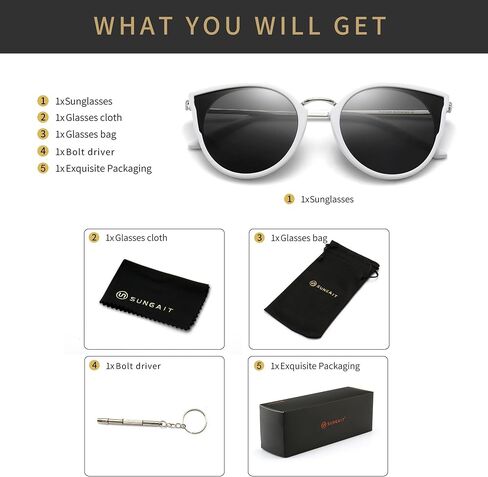 SUNGAIT Oversized Vintage Polarized Cat Eye Sunglasses for Women UV400 in Saudi Arabia