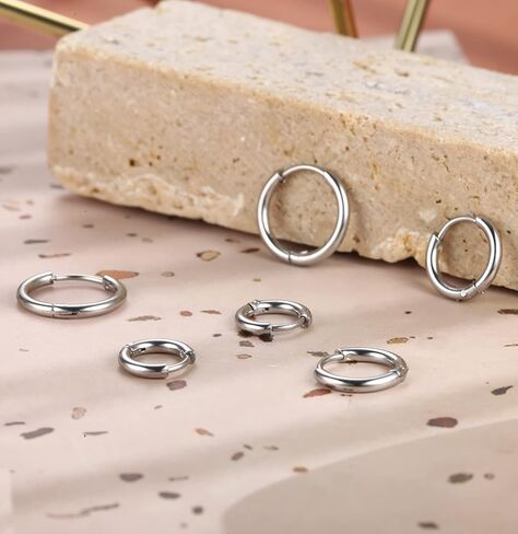 مجموعة أقراط IRONBOX لثقب متعدد أقراط وأطواق مطلية بالذهب عيار 14 قيراط مجموعة أقراط صغيرة أنيقة على شكل قلب وقمر القمر CZ أقراط مرصعة للنساء in Kuwait