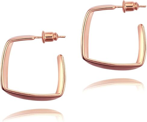 Surrounded Forest Rose Gold Plated Yellow Gold Plated White Gold Square Hoop Earrings Simple Geometricr Post Hoop Earrings For Women And Girls 1in 0.5in in Kuwait