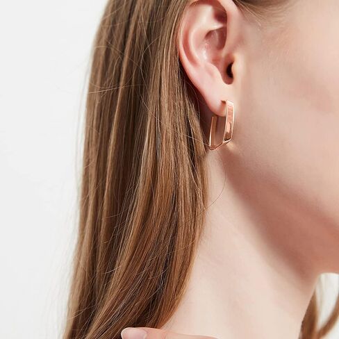 Surrounded Forest Rose Gold Plated Yellow Gold Plated White Gold Square Hoop Earrings Simple Geometricr Post Hoop Earrings For Women And Girls 1in 0.5in in Kuwait