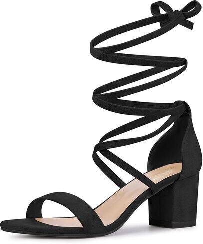 صندل بيرفي بكعب متوسط ​​مكتنز بأربطة للنساء in Kuwait