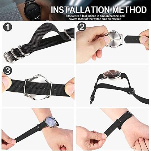 أحزمة ساعة RATIO من النايلون - حزام من النايلون العسكري للرجال والنساء| ألوان وتصميمات متعددة، المقاس - 18 مم، 20 مم، 22 مم in Kuwait