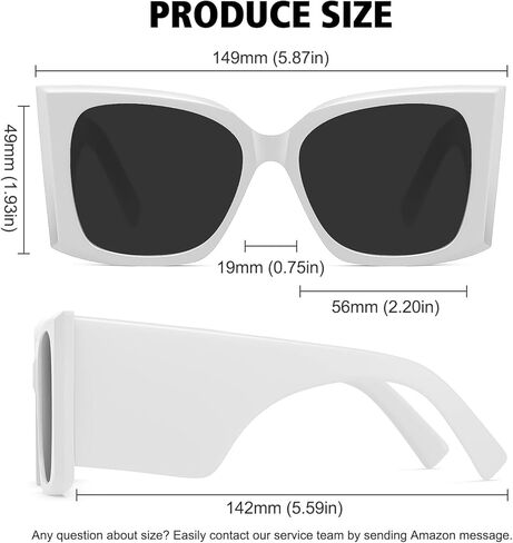 نظارات شمسية كبيرة الحجم بتصميم عين القطة العصرية من MEETSUN للنساء أنيقة عتيقة بأرجل واسعة مربعة 90s ظلال كبيرة حماية من الأشعة فوق البنفسجية 400 in Kuwait