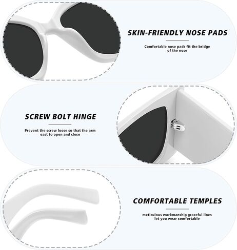 نظارات شمسية كبيرة الحجم بتصميم عين القطة العصرية من MEETSUN للنساء أنيقة عتيقة بأرجل واسعة مربعة 90s ظلال كبيرة حماية من الأشعة فوق البنفسجية 400 in Kuwait